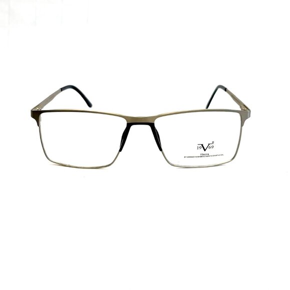 Men's Rectangular Matte Gunmetal Eyeglasses & Black Plastic Bridge & Temple Tips - Picture 7 of 11